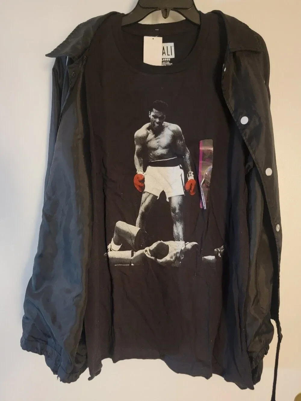 🆕️🥊Muhammed Ali Black Jacket And T-shirt Bundle, XL/XXL